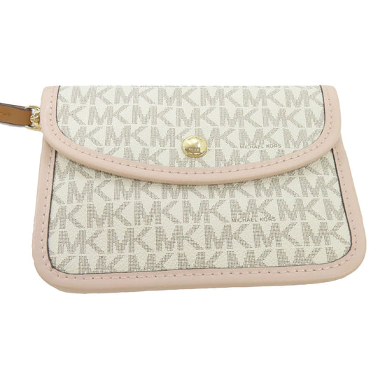 MICHAEL KORS Backpack PVC white MK signature Women Used Authentic