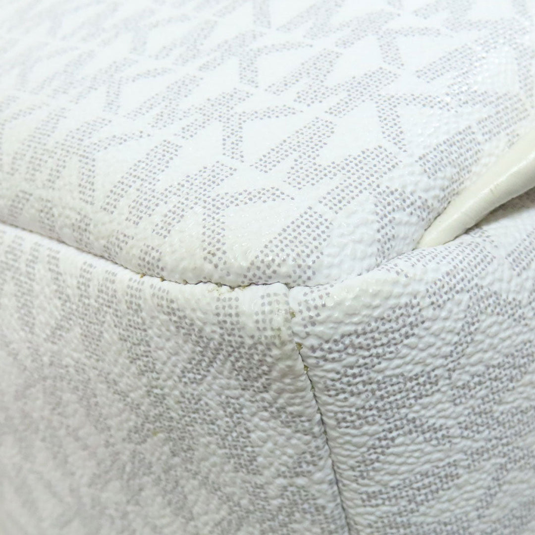 MICHAEL KORS Backpack PVC white MK Signature Stripes Women Used Authentic