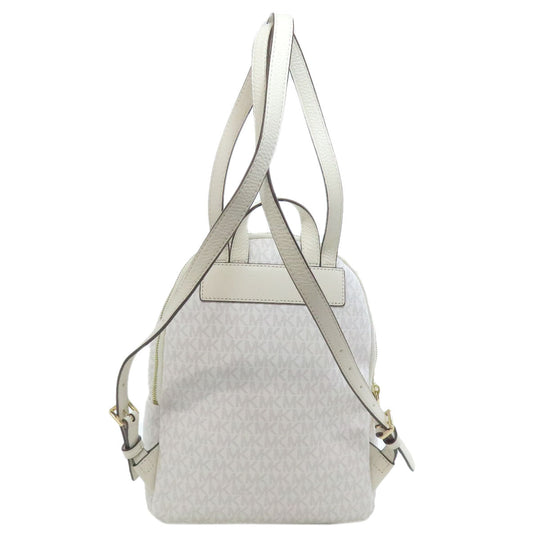 MICHAEL KORS Backpack PVC white MK Signature Stripes Women Used Authentic