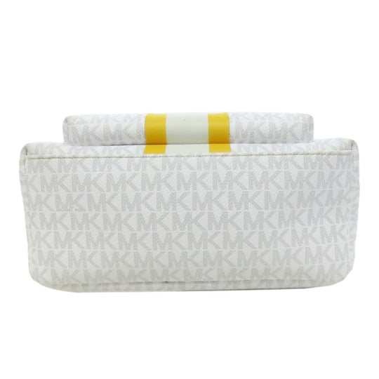 MICHAEL KORS Backpack PVC white MK Signature Stripes Women Used Authentic