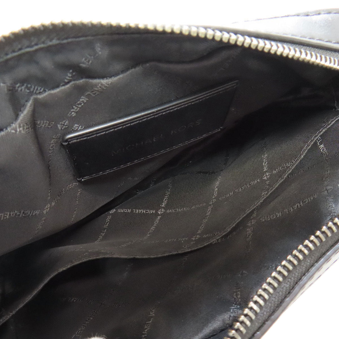 MICHAEL KORS Shoulder Bag leather black logo Women Used Authentic