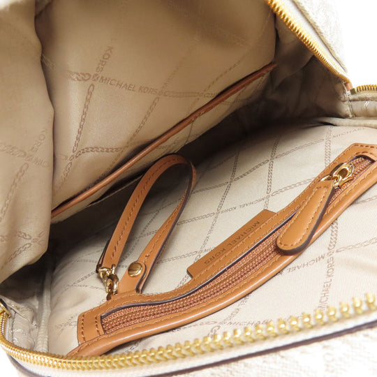 MICHAEL KORS Backpack PVC white Rear MK Signature Women Used Authentic