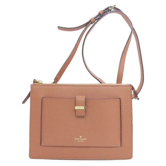 Kate Spade Shoulder Bag leather Brown logo Women Used Authentic