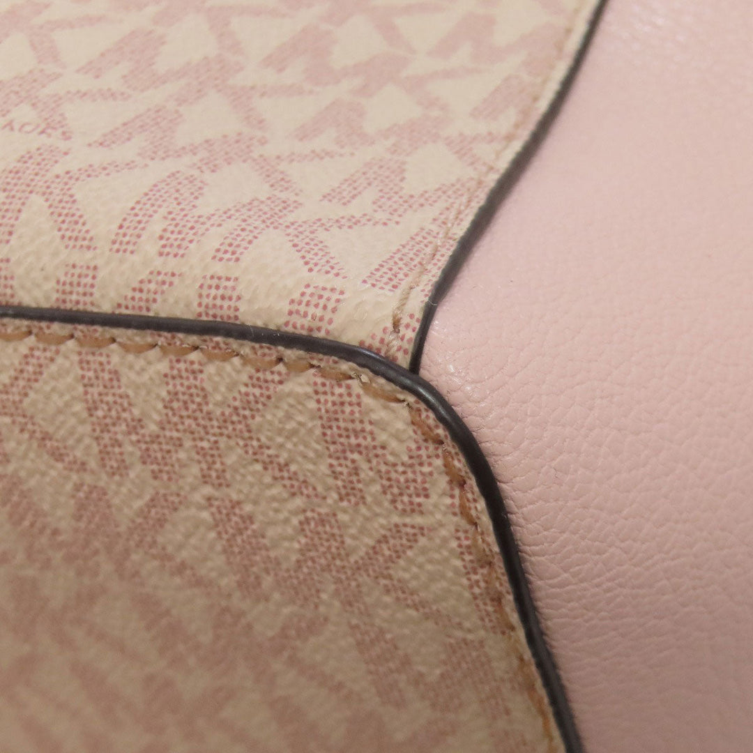 MICHAEL KORS Tote Bag PVC pink MK signature Women Used Authentic