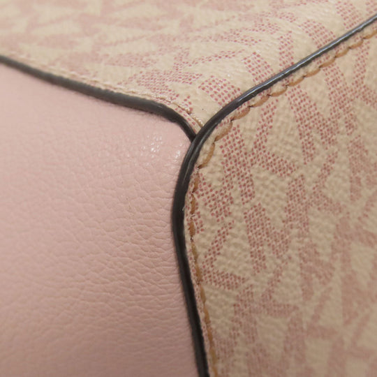 MICHAEL KORS Tote Bag PVC pink MK signature Women Used Authentic
