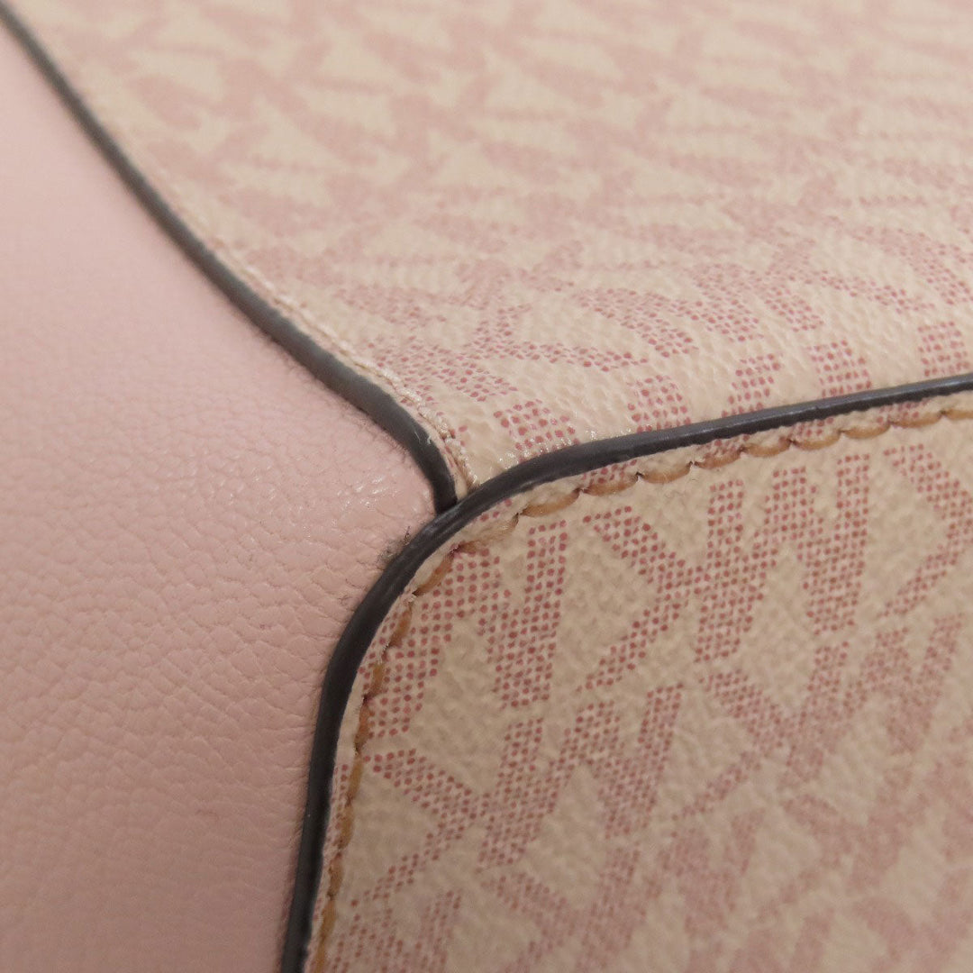 MICHAEL KORS Tote Bag PVC pink MK signature Women Used Authentic