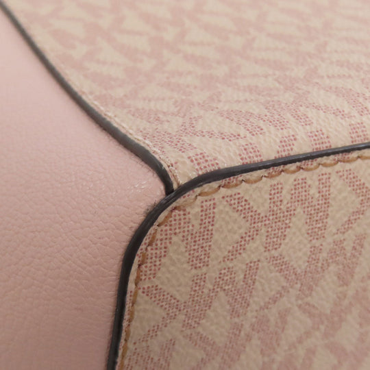 MICHAEL KORS Tote Bag PVC pink MK signature Women Used Authentic