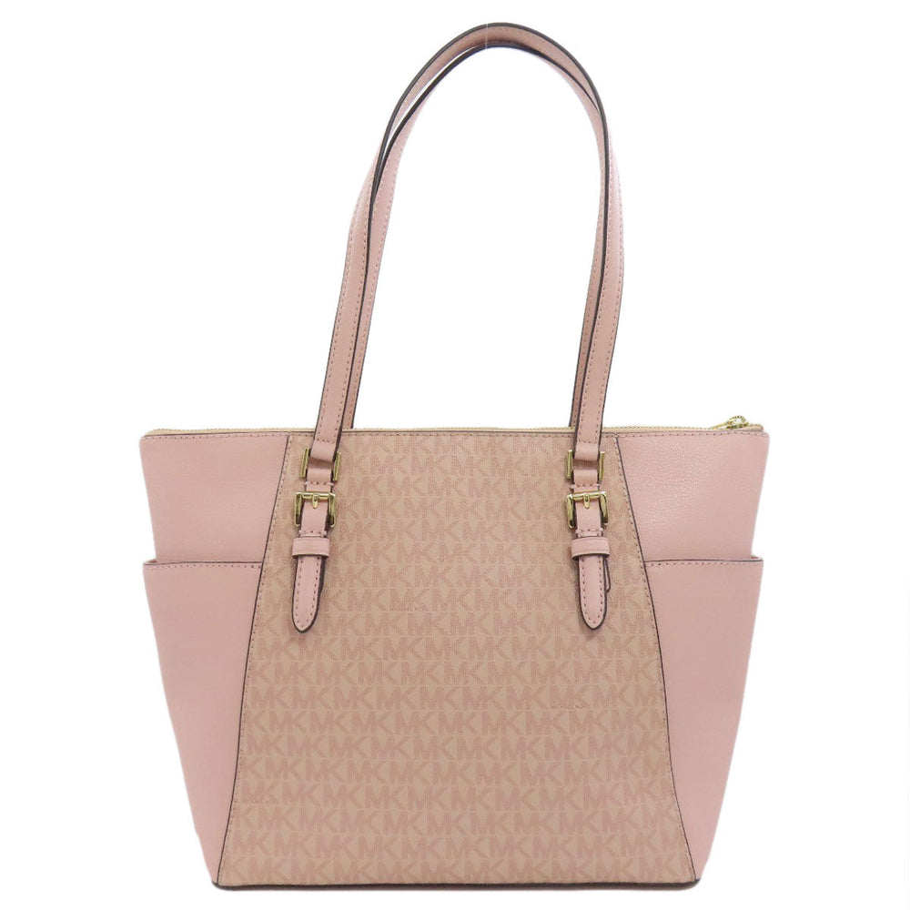 MICHAEL KORS Tote Bag PVC pink MK signature Women Used Authentic