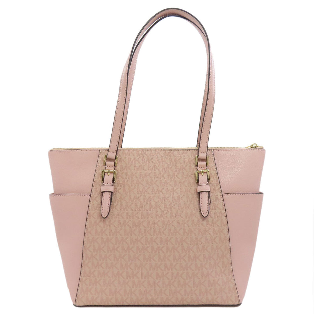 MICHAEL KORS Tote Bag PVC pink MK signature Women Used Authentic