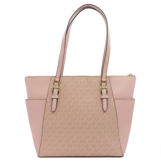 MICHAEL KORS Tote Bag PVC pink MK signature Women Used Authentic