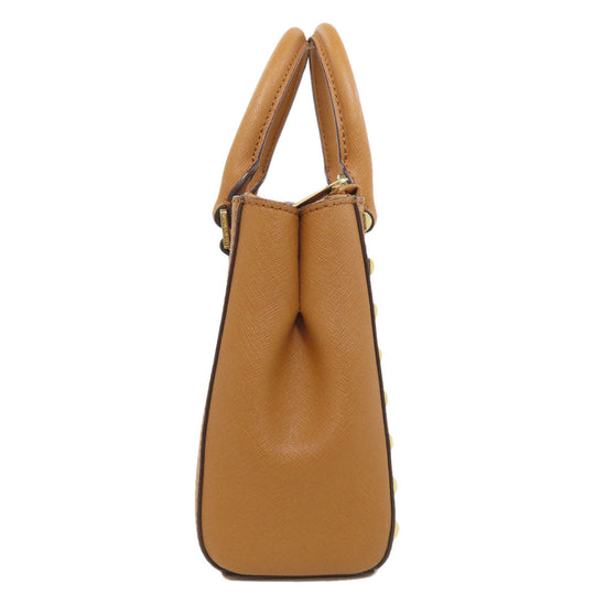 MICHAEL KORS Handbag leather Brown Studs 2WAY Women Used Authentic