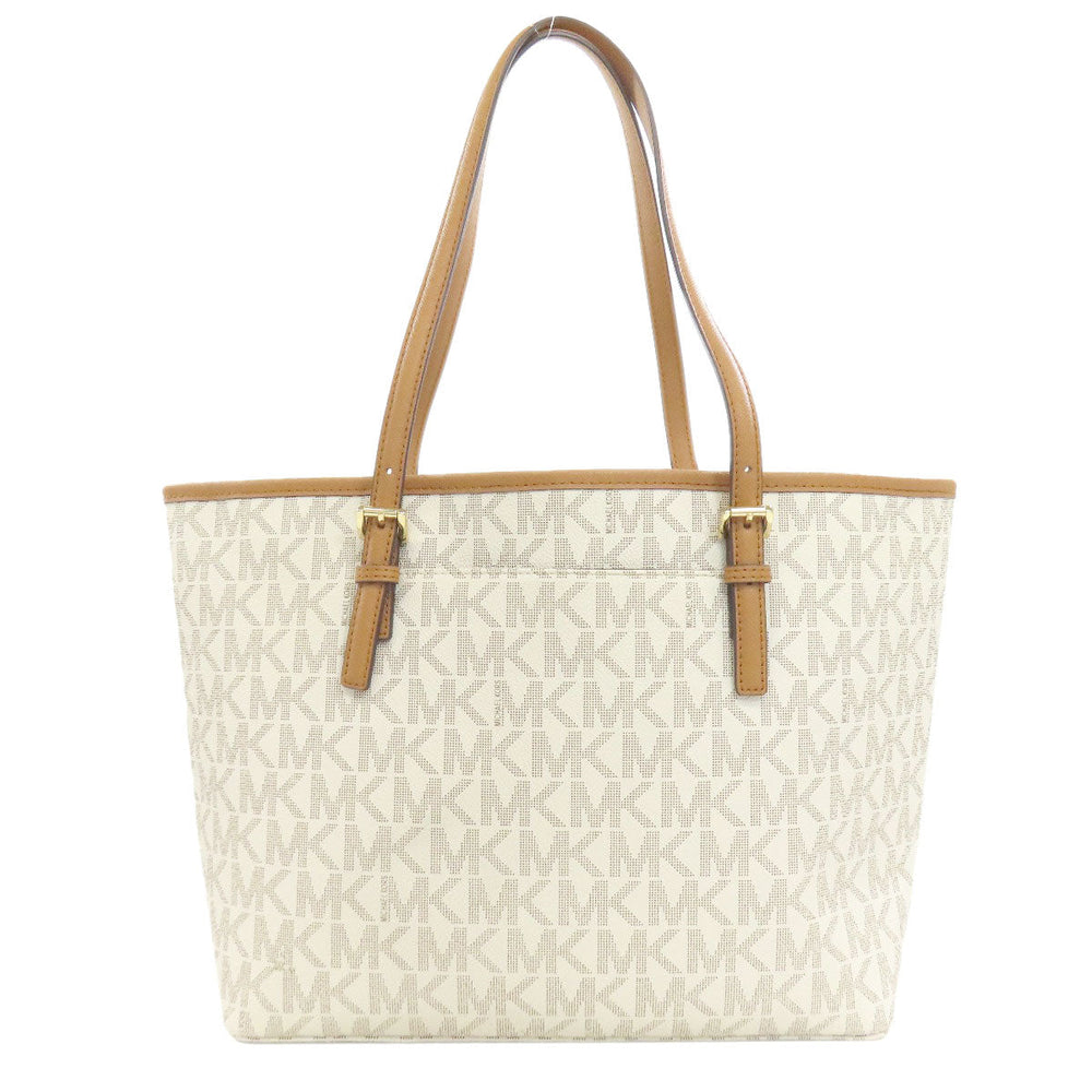 MICHAEL KORS Tote Bag PVC white MK signature Women Used Authentic