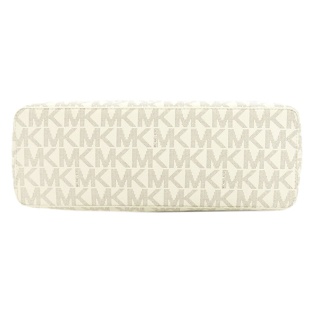 MICHAEL KORS Tote Bag PVC white MK signature Women Used Authentic