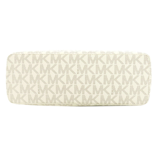 MICHAEL KORS Tote Bag PVC white MK signature Women Used Authentic