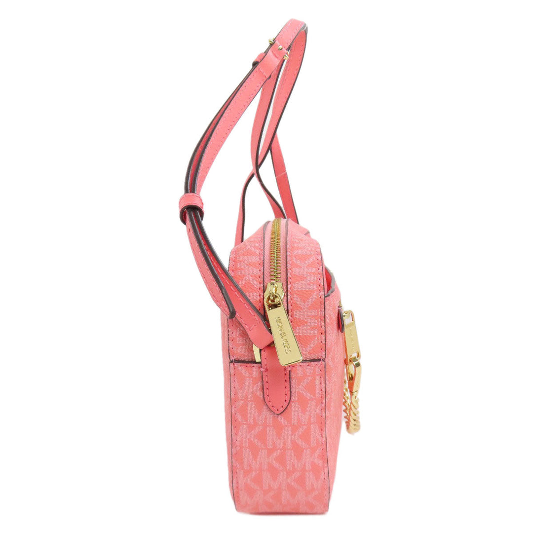 MICHAEL KORS Shoulder Bag PVC pink MK signature Women Used Authentic