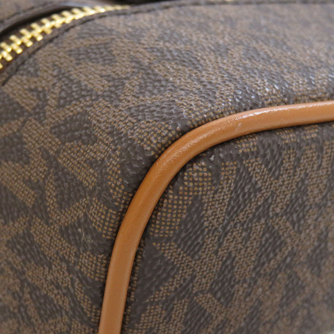 MICHAEL KORS Backpack PVC Brown Rear zip MK signature Women Used Authentic