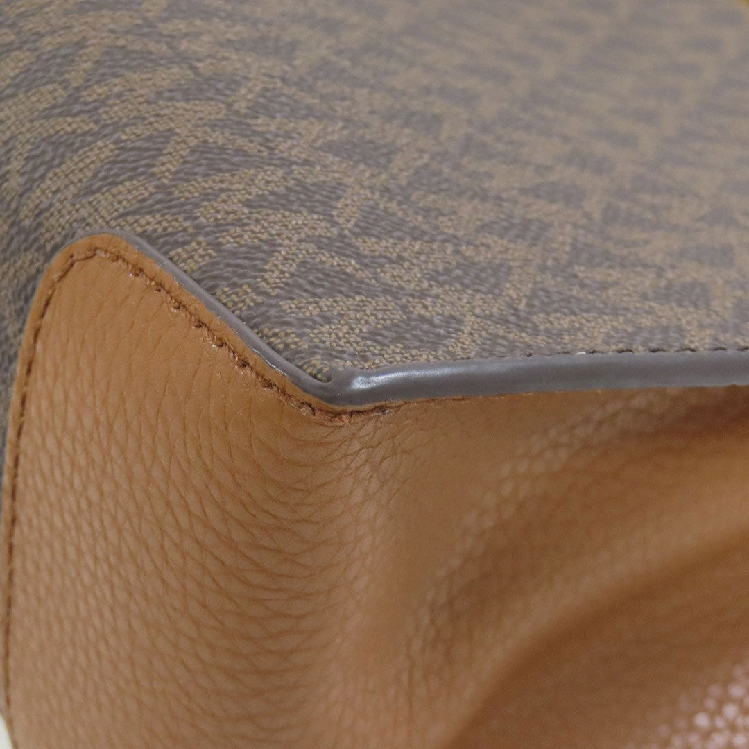 MICHAEL KORS Handbag PVC Brown MK Signature 2WAY Women Used Authentic