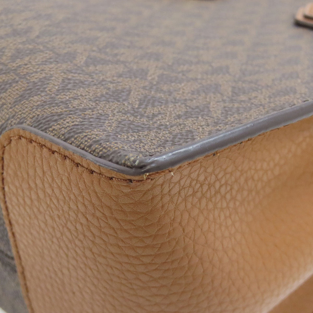 MICHAEL KORS Handbag PVC Brown MK Signature 2WAY Women Used Authentic