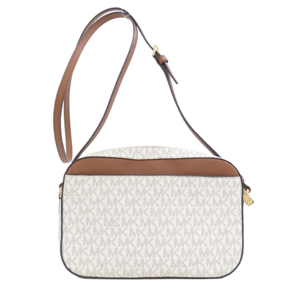 MICHAEL KORS Shoulder Bag PVC white MK signature Women Used Authentic