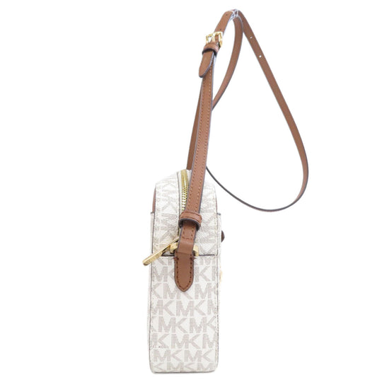 MICHAEL KORS Shoulder Bag PVC white MK signature Women Used Authentic