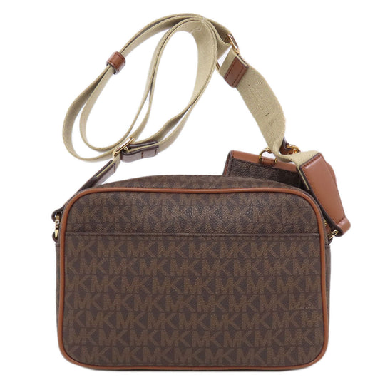 MICHAEL KORS Shoulder Bag PVC Brown MK signature Women Used Authentic