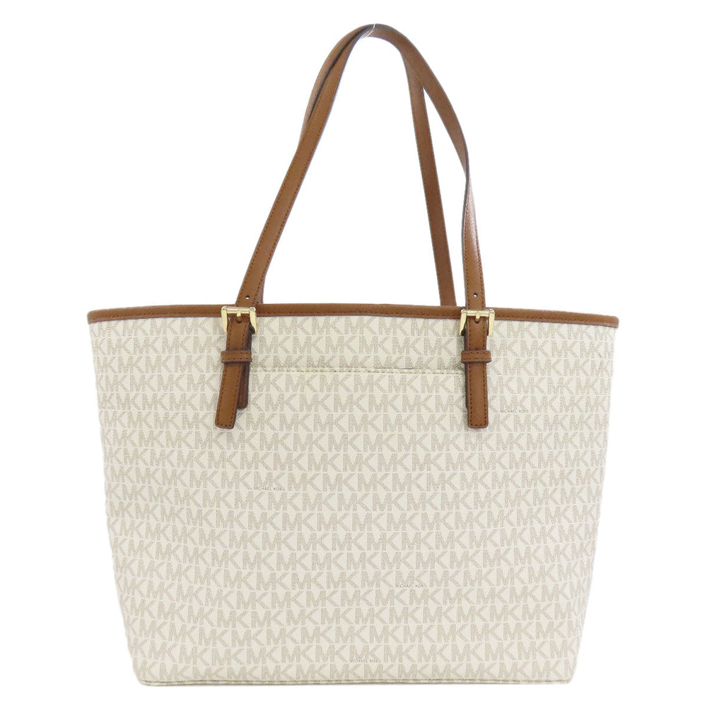 MICHAEL KORS Tote Bag PVC white MK signature Women Used Authentic