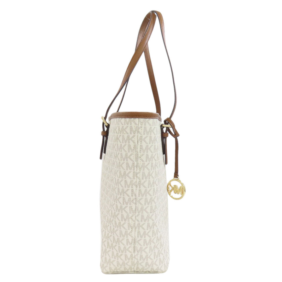 MICHAEL KORS Tote Bag PVC white MK signature Women Used Authentic
