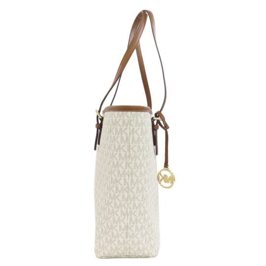 MICHAEL KORS Tote Bag PVC white MK signature Women Used Authentic