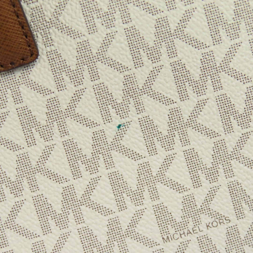 MICHAEL KORS Tote Bag PVC white MK signature Women Used Authentic