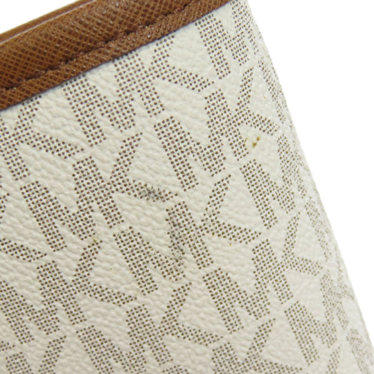 MICHAEL KORS Tote Bag PVC white MK signature Women Used Authentic