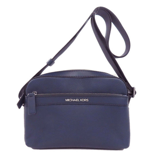 MICHAEL KORS Shoulder Bag leather Navy logo Women Used Authentic