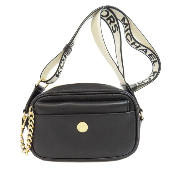 MICHAEL KORS Shoulder Bag leather black logo Women Used Authentic