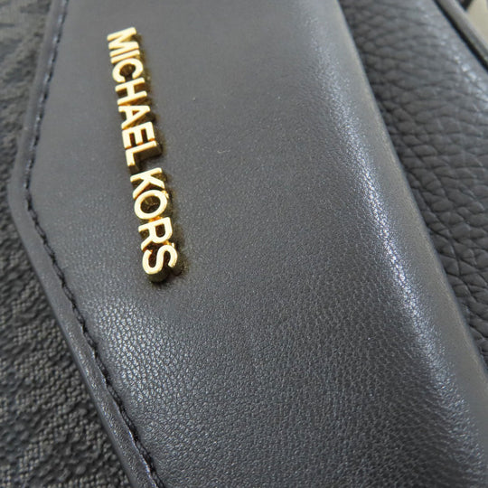 MICHAEL KORS Shoulder Bag leather black logo Women Used Authentic