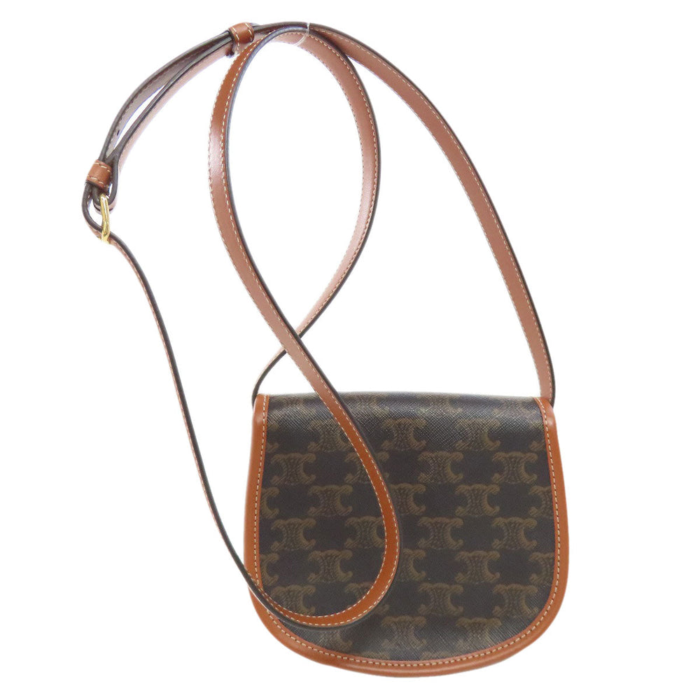 CELINE Shoulder Bag PVC black Triomphe Women Used Authentic