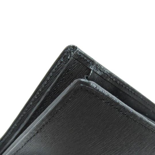 PORTER Bifold Wallet leather black logo mens Used Authentic
