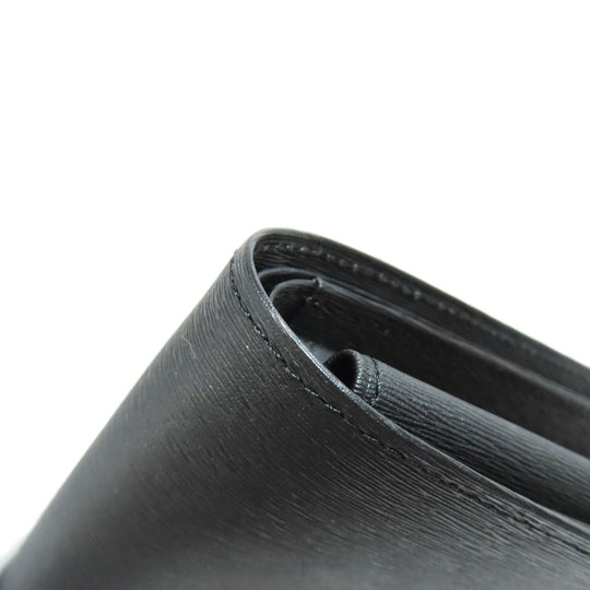 PORTER Bifold Wallet leather black logo mens Used Authentic