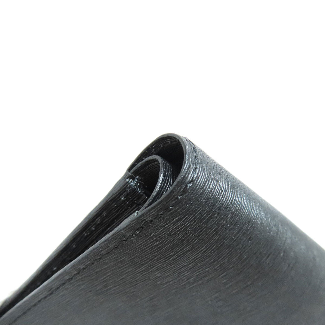 PORTER Bifold Wallet leather black logo mens Used Authentic