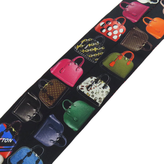 LOUIS VUITTON scarf silk black Bando Women Used Authentic