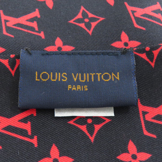 LOUIS VUITTON scarf silk black Bando Women Used Authentic