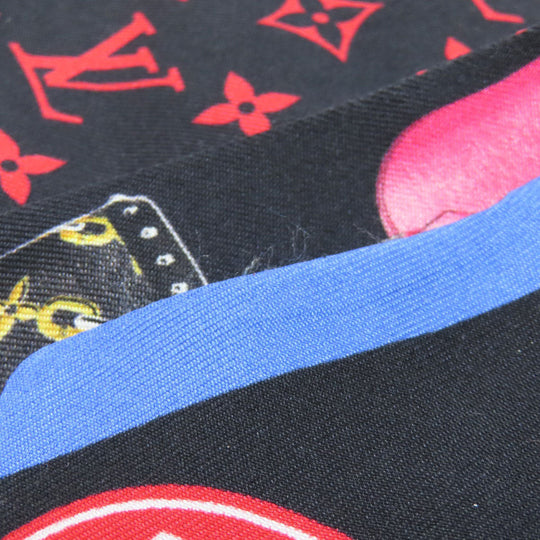 LOUIS VUITTON scarf silk black Bando Women Used Authentic
