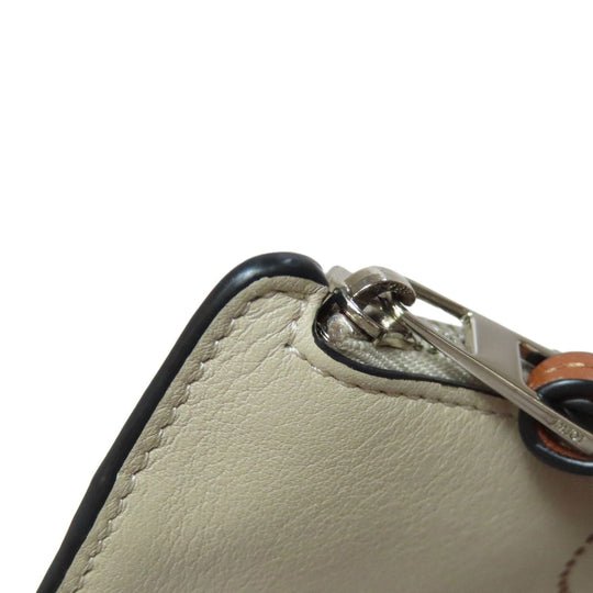 LOEWE Coin case Calfskin beige Anagram coin card holder Women Used Authentic