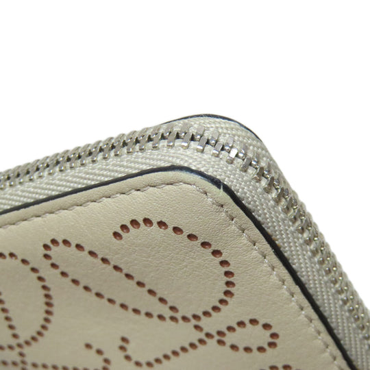 LOEWE Coin case Calfskin beige Anagram coin card holder Women Used Authentic