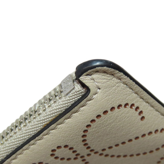 LOEWE Coin case Calfskin beige Anagram coin card holder Women Used Authentic