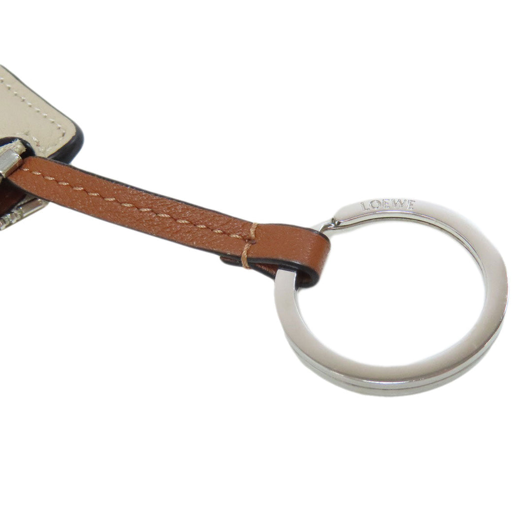 LOEWE Coin case Calfskin beige Anagram coin card holder Women Used Authentic