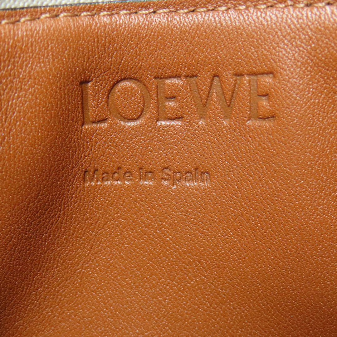 LOEWE Coin case Calfskin beige Anagram coin card holder Women Used Authentic