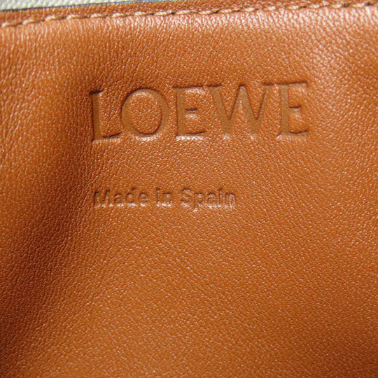 LOEWE Coin case Calfskin beige Anagram coin card holder Women Used Authentic