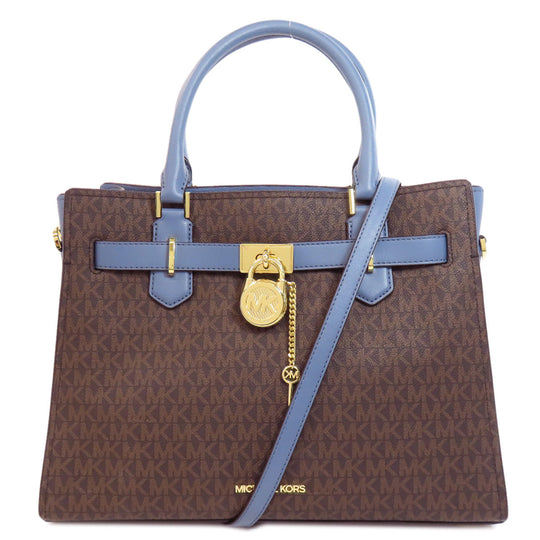 MICHAEL KORS Tote Bag PVC Brown Hamilton MK Signature 2WAY Women Used Authentic