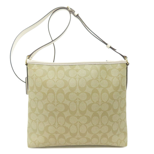 COACH Shoulder Bag F58297 PVC white Signature Women Used Authentic