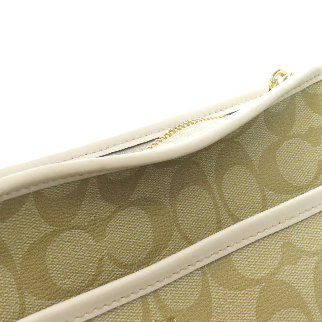 COACH Shoulder Bag F58297 PVC white Signature Women Used Authentic