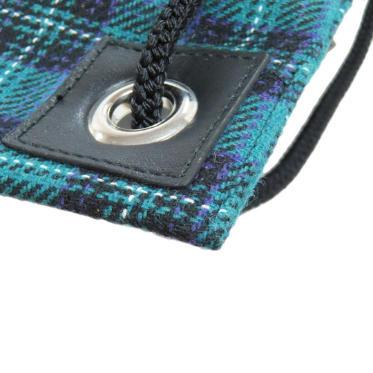 JIMMY CHOO Backpack canvas green Knapsack Check Pattern Logo Studs Women Used Authentic